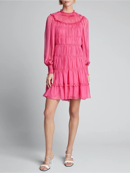 Ulla Johnson Dresses & Skirts - Ulla Johnson Silk Pink Ruffled Pleated Dress